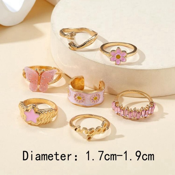 7 Pieces : Pink Rings - Picture 2 of 2